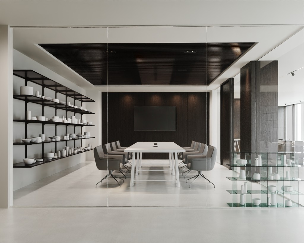 Clear Protocol — conference room with timber feature wall