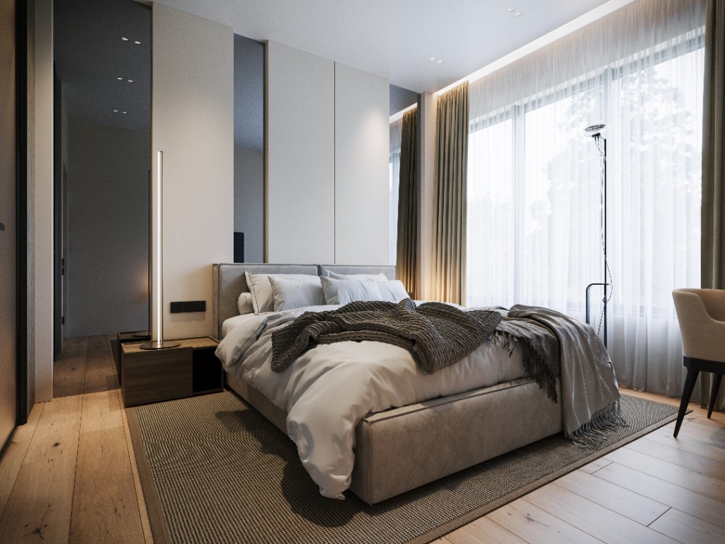 Quiet House — soft bedroom with integrated lighting