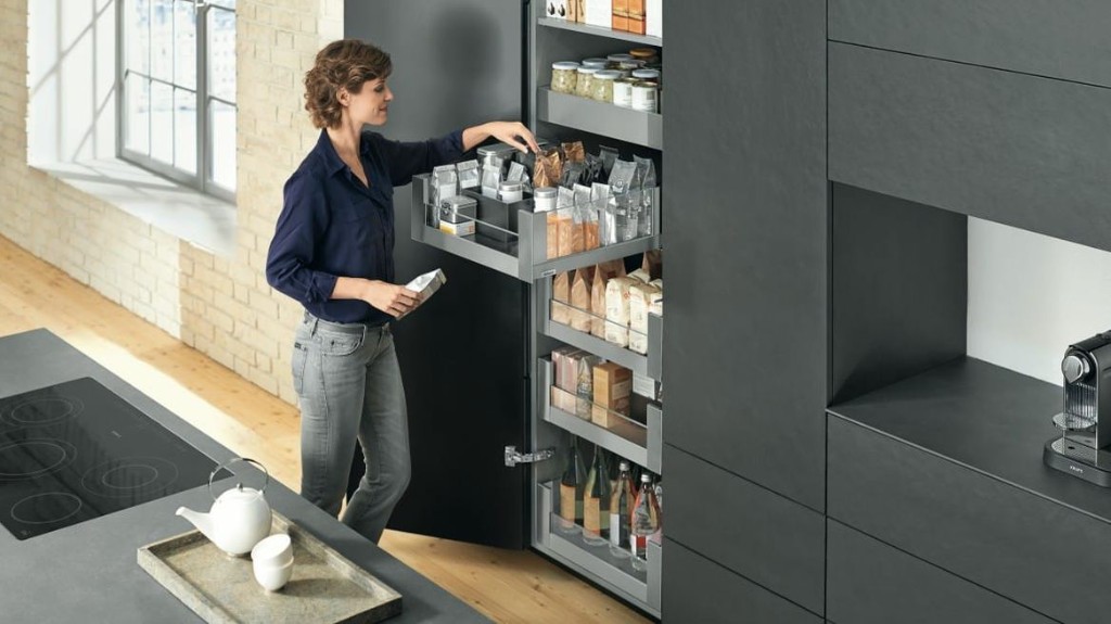 Designed kitchen pantry with pull-out storage
